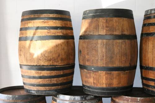 Original solid French Oak wine barrels with their original hoops in good condition!