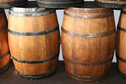 Original solid French Oak wine barrels with their original hoops in good condition!