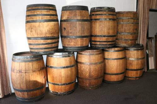 Original solid French Oak wine barrels with their original hoops in good condition!