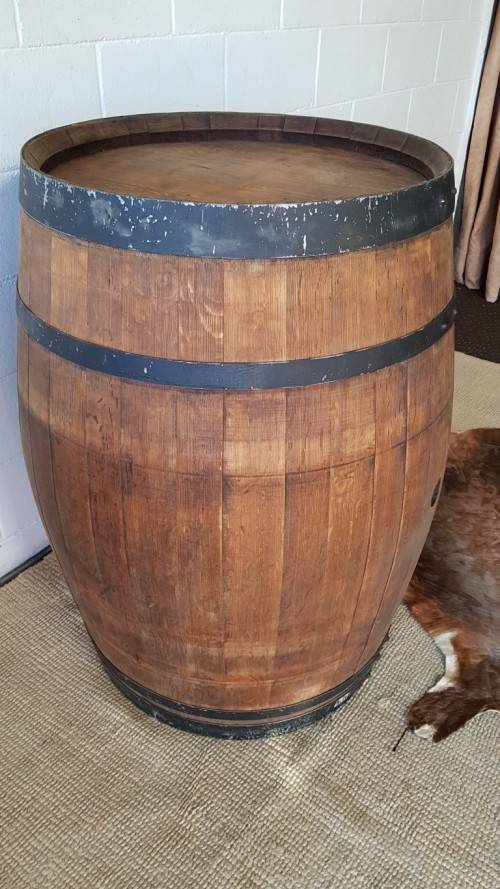 An amazing (larger) solid French Oak brandy barrel with its original hoops in good condition!