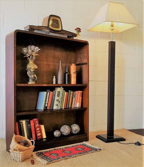 A wonderful Art Deco imbuia bookcase/ display cabinet with loads of shelf space - amazing!