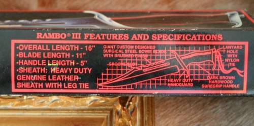 A HUGE original 1988 Rambo III Bowie knife in its original box with the sheath and certificate