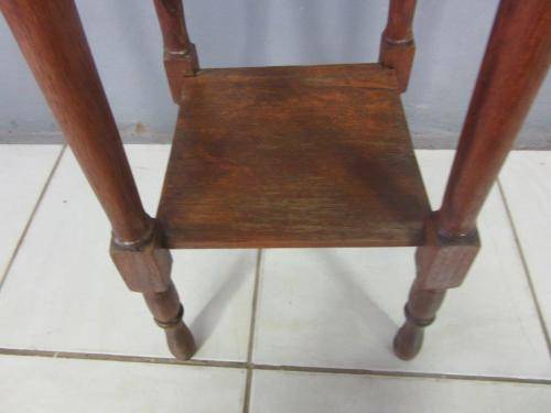 A superb vintage tall Oak double planter stand - perfect for a vase with flowers on a patio!!