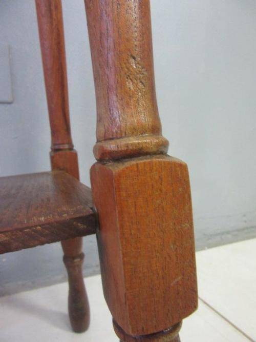 A superb vintage tall Oak double planter stand - perfect for a vase with flowers on a patio!!