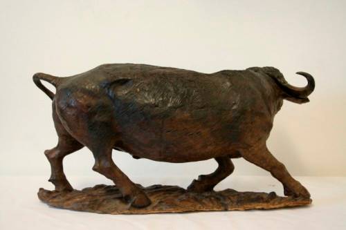 A stunning and very detailed large hand-carved African Buffalo carving in wonderful condition