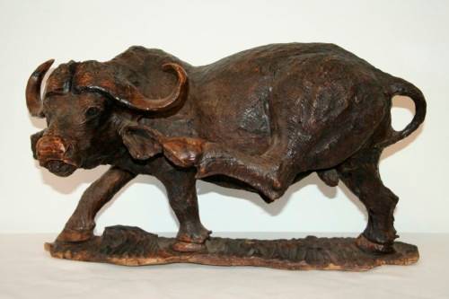 An awesome and very detailed large hand-carved African Buffalo carving in wonderful condition