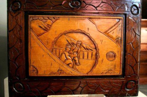 A superb & exquisitely made oriental teak and camphor wood hand carved kist w/ brass embellishments