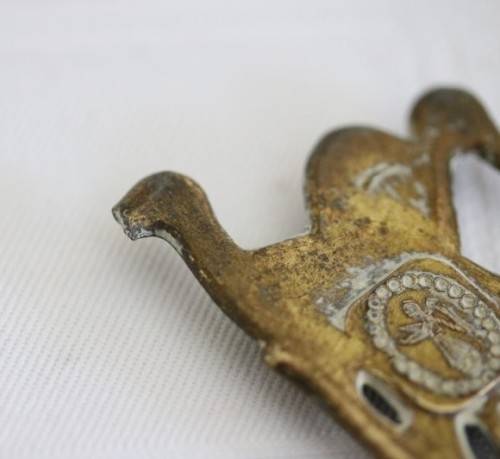 **RS17** Rare antique German made brass plated pewter figural spoon w/ a traditional Dutch pub scene