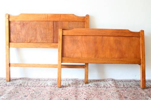 A stunning well made vintage teak three-quarter bed headboard and footboard set - RS17Sale