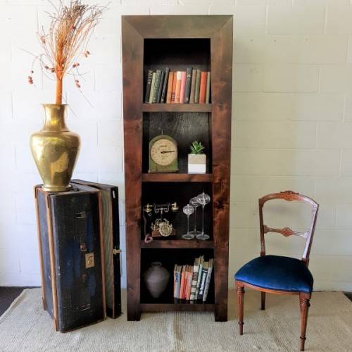 An exquisite tall solid Burmese teak 4-shelf book case/ display cabinet in awesome condition