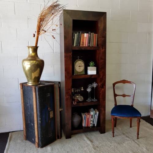 An exquisite tall solid Burmese teak 4-shelf book case/ display cabinet in awesome condition