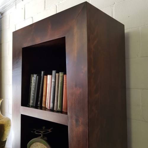 An exquisite tall solid Burmese teak 4-shelf book case/ display cabinet in awesome condition