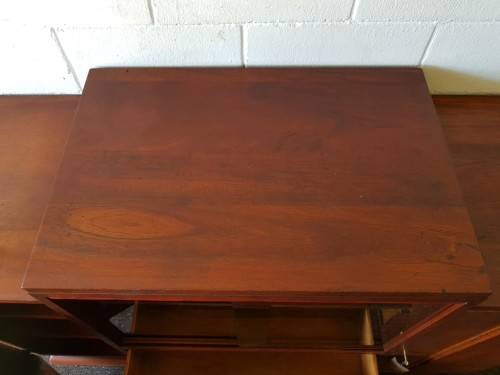**RS17_Clearance** ART DECO teak 2-door, 2-drawer side server cabinet + glass door display