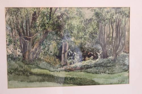 **RS17** A beautiful vintage signed "Forest Scene" watercolour painting framed behind glass