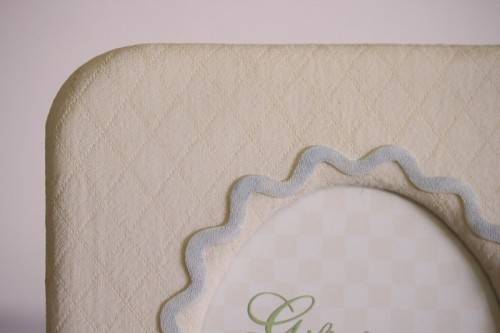 **RS17** An original Russ Bears & Toys hand painted "My Godchild" yellow & blue photo frame