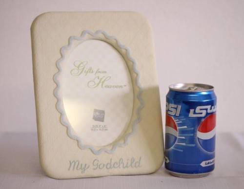 **RS17** An original Russ Bears & Toys hand painted "My Godchild" yellow & blue photo frame