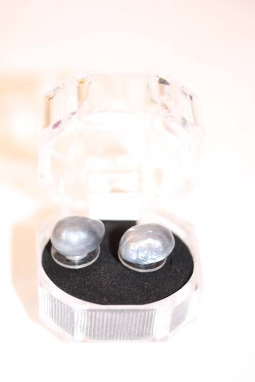 A stunning pair of black cultured baroque pearl earrings in a gorgeous see-through gift box