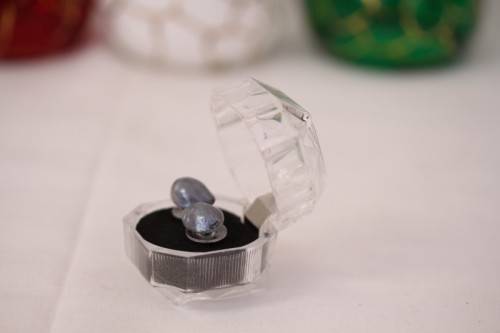 A stunning pair of black cultured baroque pearl earrings in a gorgeous see-through gift box