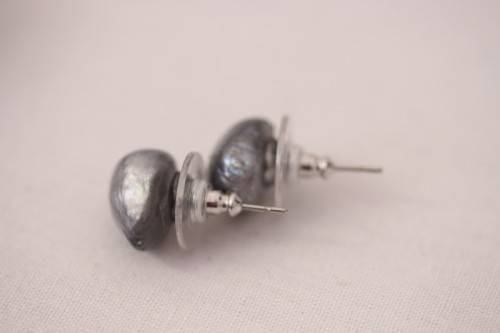 A stunning pair of black cultured baroque pearl earrings in a gorgeous see-through gift box