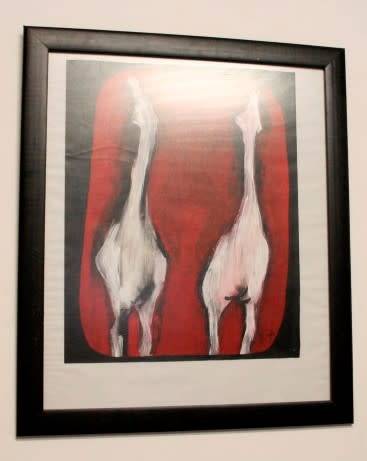 **RS17** A fantastic framed behind glass signed "Michaloo" Abstract style painting.