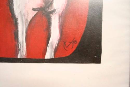 **RS17** A fantastic framed behind glass signed "Michaloo" Abstract style painting.