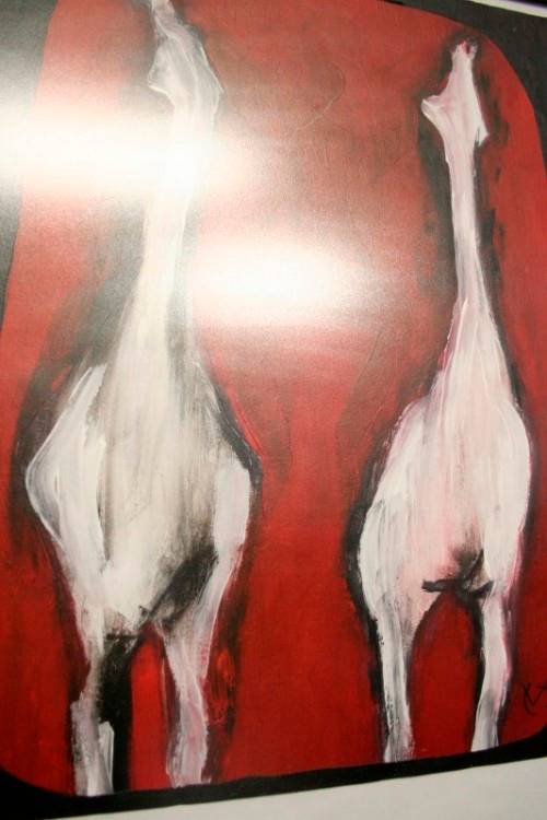 **RS17** A fantastic framed behind glass signed "Michaloo" Abstract style painting.