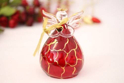 **RS17** A made hand-blown Italian red-glass angel finished with gold detailing by Flamigni