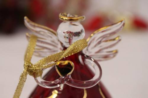 **RS17** A made hand-blown Italian red-glass angel finished with gold detailing by Flamigni