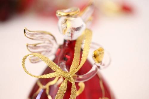 **RS17** A made hand-blown Italian red-glass angel finished with gold detailing by Flamigni