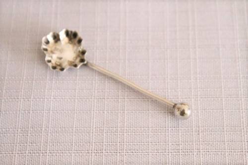 An incredible antique (1919) George V hallmarked sterling silver Colin Cheshire mustard/ mint spoon