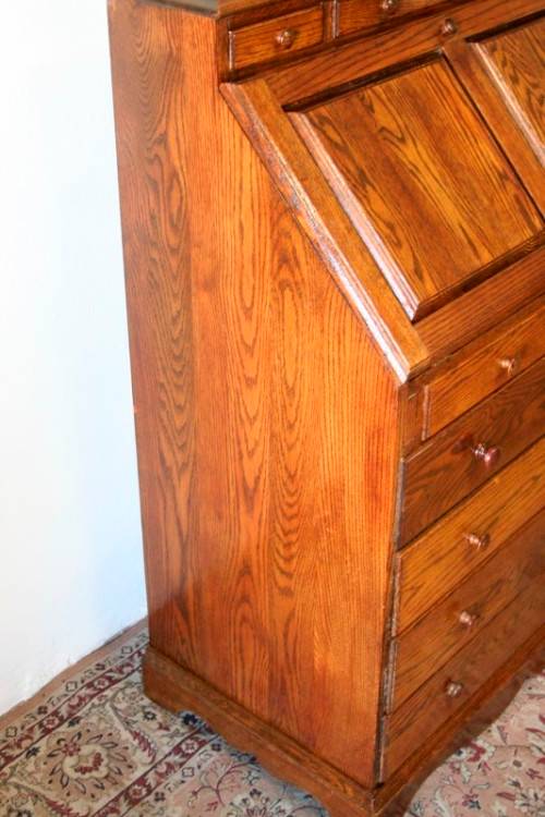 A wonderful vintage Adam Bede solid Oak fall-top writing bureau w pigeon holes and large drawers