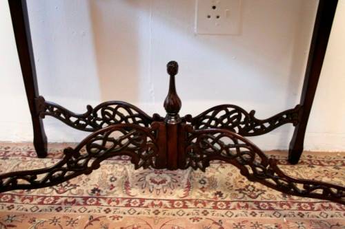 **RS17** A vintage Teak hallway/display table with ornate carved finial & detailing at the bottom