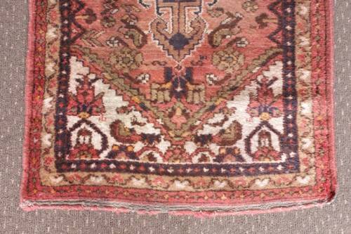 An awesome vintage/ antique? hand dyed Persian carpet (127cm x 80cm) with red and earthy tones
