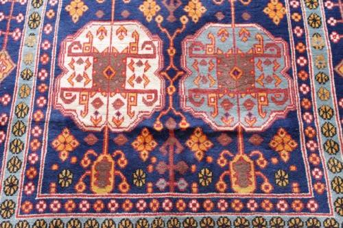 A beautiful and very well made colourful Russian Derbent carpet in light & dark blue, reds and rust