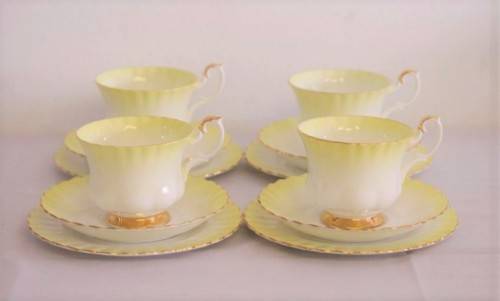 A gorgeous vintage Royal Albert porcelain trio in the beautiful "Rainbow Yellow" pattern