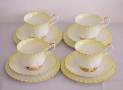 A gorgeous vintage Royal Albert porcelain trio in the beautiful "Rainbow Yellow" pattern