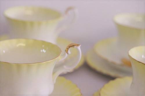 A gorgeous vintage Royal Albert porcelain trio in the beautiful "Rainbow Yellow" pattern