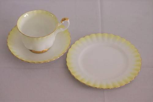 A gorgeous vintage Royal Albert porcelain trio in the beautiful "Rainbow Yellow" pattern