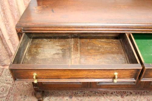 An exquisite vintage Oak side server cabinet with brass handles & loads of drawer & cupboard space