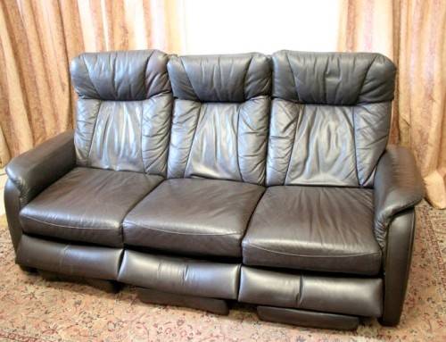 **RS17_Clearance** XL - 2,08cm long genuine leather 3-seater reclining couch in great condition!!
