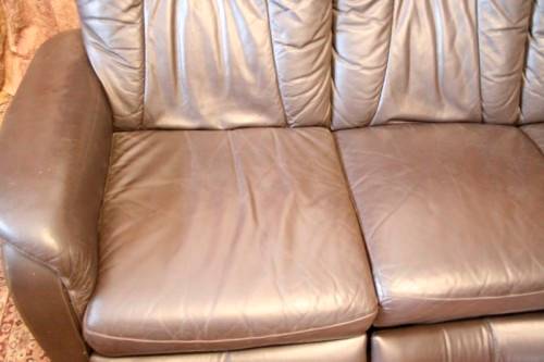 **RS17_Clearance** XL - 2,08cm long genuine leather 3-seater reclining couch in great condition!!