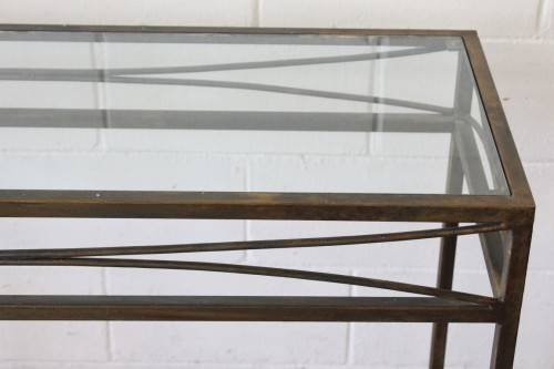 **RS17** A fantastic wrought iron console/ hallway table w/ a glass top and a modern stylish design