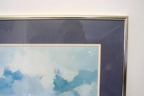 **RS17** A beautiful signed "Wessel Marais" print framed behind glass of fisherman with nets.