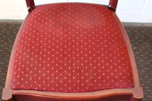 **RS17** Wonderful vintage Mahogany "cross back" dining chairs w deep red upholstery - *ONLY 3 LEFT*