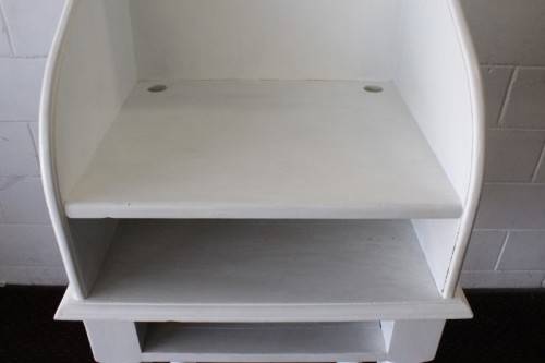**RS17** An antique Victorian wooden white banqueting podium/ maître d' stand w/ barley twist legs