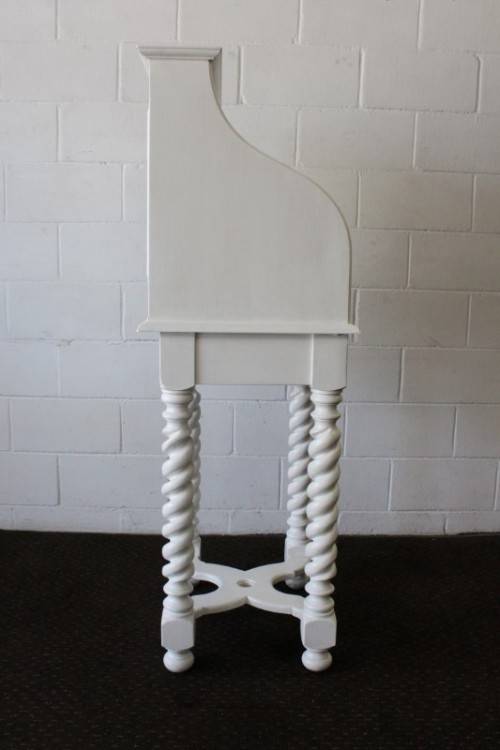 **RS17** An antique Victorian wooden white banqueting podium/ maître d' stand w/ barley twist legs