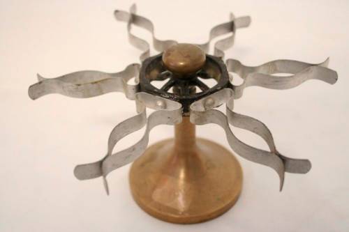 **RS17** A vintage mid century standard metal and brass six rubber stamp holder display carousel