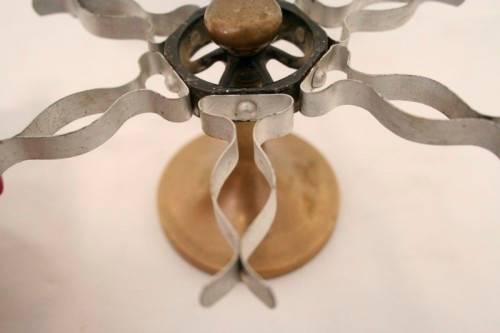 **RS17** A vintage mid century standard metal and brass six rubber stamp holder display carousel