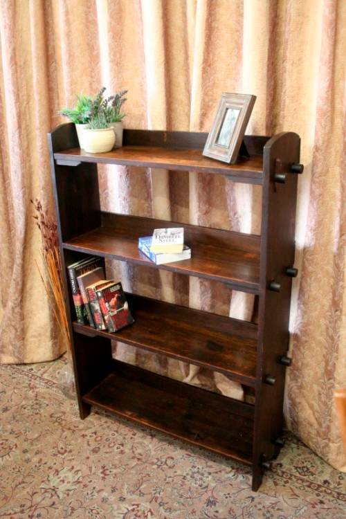 **RS17** A dark Oak bookcase with three shelves, stunning in a study or living room or office!!