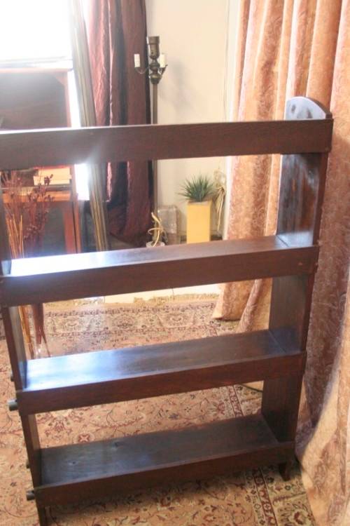 **RS17** A dark Oak bookcase with three shelves, stunning in a study or living room or office!!